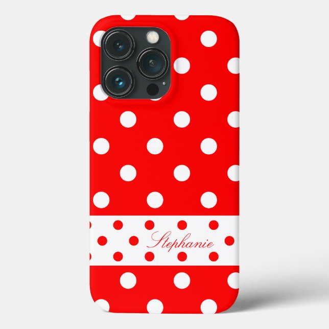 Funda De Case-Mate Para iPhone Stephanie - Cute Polka Dots con tu nombre - Funda- (Reverso )