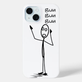 Funda Para iPhone 15 Stickman divertido al teléfono Blanco y negro blah