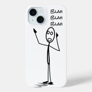 Funda Para iPhone 15 Stickman divertido al teléfono Blanco y negro blah