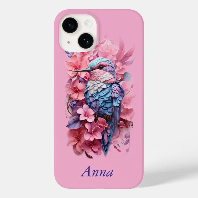 Funda De Case-Mate Para iPhone Stunning Pastel Hummingbird Floral (Reverso )