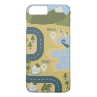 Stylish cartoon landscape vacation travel map