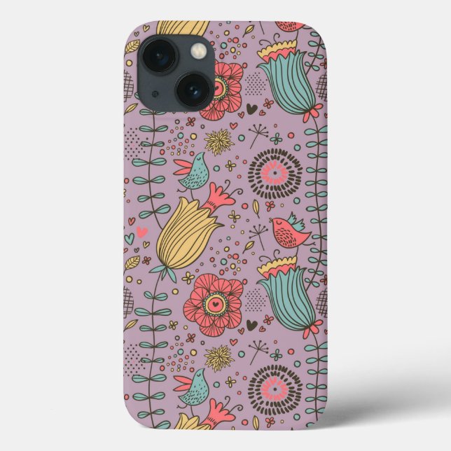 Funda De Case-Mate Para iPhone Stylish floral pattern with flowers (Reverso)