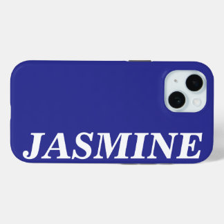 FUNDA PARA iPhone 15 STYLISH MODERN CUSTOM NAME SOLID BLUE COLOUR