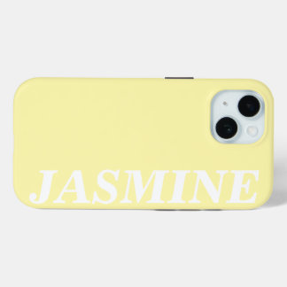 FUNDA PARA iPhone 15 STYLISH MODERN CUSTOM NAME SOLID CREAM COLOUR