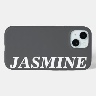 FUNDA PARA iPhone 15 STYLISH MODERN CUSTOM NAME SOLID DARK GREY COLOUR