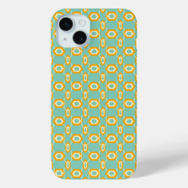 Funda Para iPhone 15 Mini Stylized geometric pattern in bold orange hexagon