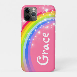 Funda Para iPhone 11 Pro Su caja rosada roja de iPod del arco iris de la