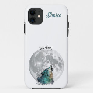 Funda Para iPhone 11 "Su Canción" Lobo y Luna Personalizable 