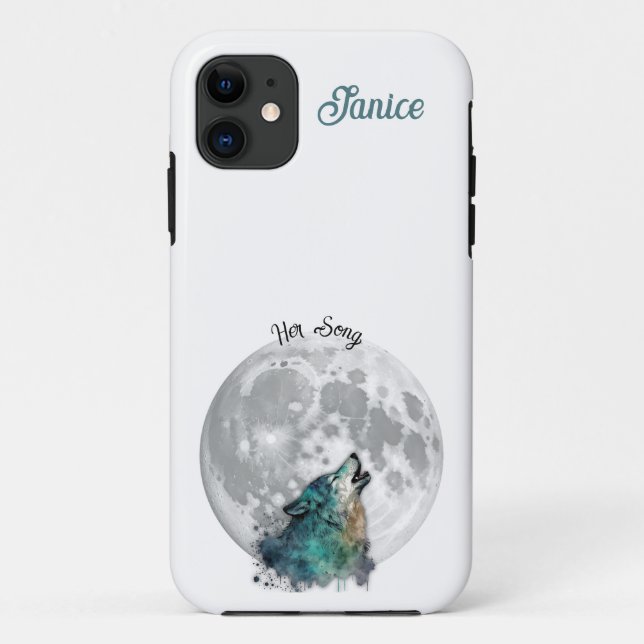 Funda De Case-Mate Para iPhone "Su Canción" Lobo y Luna Personalizable  (Reverso)