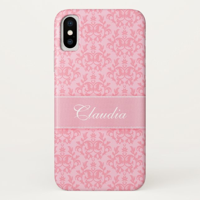 Funda De Case-Mate Para iPhone "Su caso rosa claro del iphone" del damasco (Reverso)