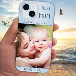 Funda Para iPhone 15 Su foto Dusty Blue Mejor Estuche Para Teléfono De