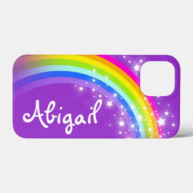 Funda De Case-Mate Para iPhone Su letra de nombre arcoiris púrpura (Reverso (Horizontal))
