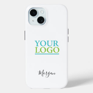 Funda Para iPhone 15 Su logotipo/arte/foto, nombre en letra cursiva neg