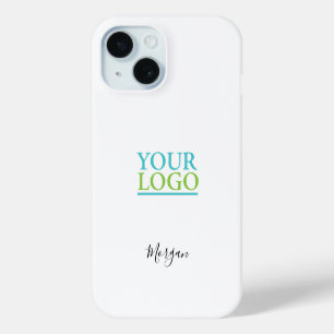 Funda Para iPhone 15 Su logotipo/arte/foto, nombre en letra cursiva neg