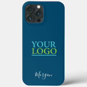 Funda Para iPhone 13 Pro Max Su logotipo/arte/foto, Nombre guión blanco, Azul m