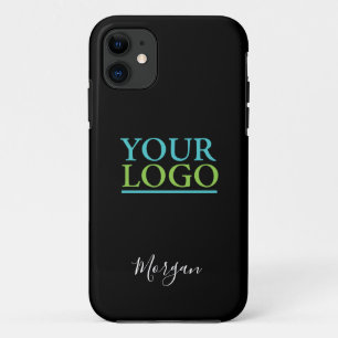 Funda Para iPhone 11 Su logotipo/arte/foto, Nombre Guión blanco, Negro