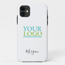 Funda Para iPhone 11 Su logotipo/arte/foto, nombre guión negro, blanco