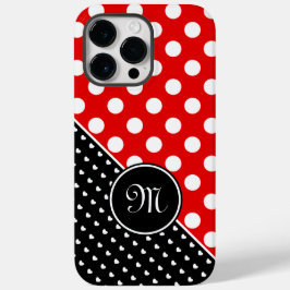 Funda Para iPhone 14 Pro Max De Case-Mate Su Monograma Elegante Polka Dots Red Black White