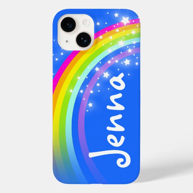 Funda De Case-Mate Para iPhone Su nombre 5 letras azul arcoiris (Reverso )