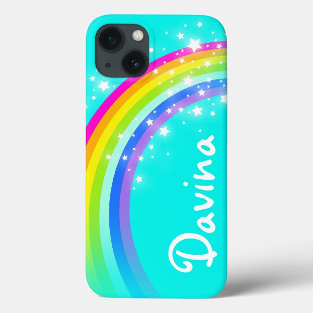 Funda De Case-Mate Para iPhone Su nombre 6 letras arcoiris aqua (Reverso)