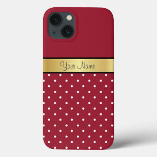 Funda Para iPhone 13 Su Nombre En El Oro, Elegante Pega Rojo Y Blanco