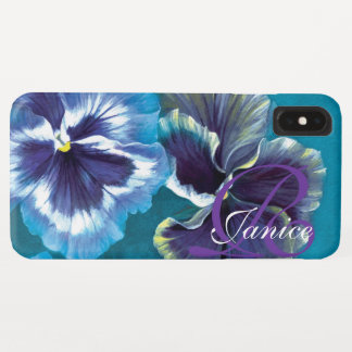 Funda Para iPhone XS Max Su nombre es arte botánico pansy floral aqua