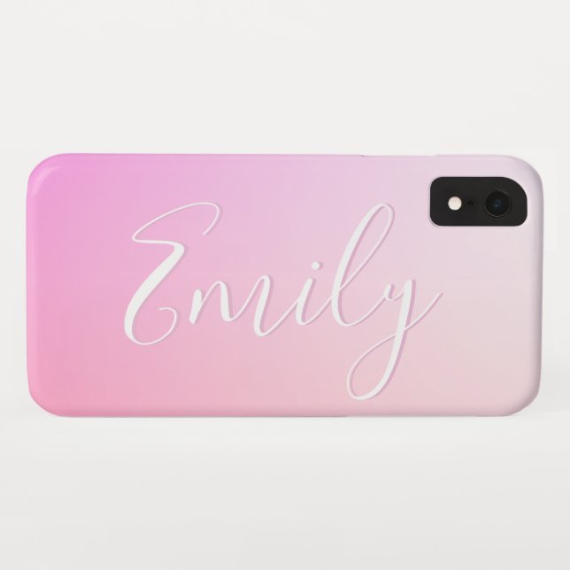 Funda De Case-Mate Para iPhone Su nombre o palabra | Gradación De Ombre Rosa (Reverso (horizontal))
