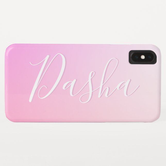 Funda De Case-Mate Para iPhone Su nombre o palabra | Gradación De Ombre Rosa (Reverso (horizontal))