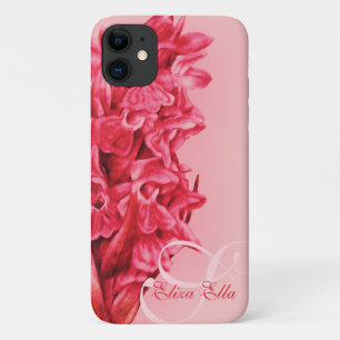 Funda Para iPhone 11 Su nombre Orquid rojo floral