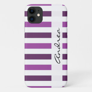 Funda Para iPhone 11 Su nombre - Rayas, Líneas Paralelas - Púrpura