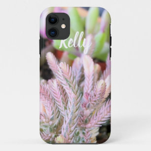 Funda Para iPhone 11 Succulent abigarrado rosado de la cadena de reloj