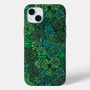 Funda Para iPhone 15 Mini Suculento jardín en verde