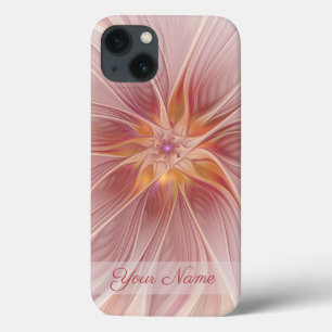 Funda Para iPhone 13 Sueño abstracto de flor de arte fractal rosa suave