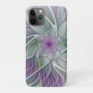 Funda Para iPhone 11 Pro Sueño de flores, abstracto arte fractal verde púrp
