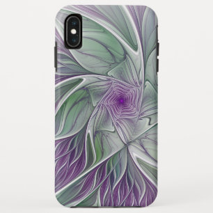 Funda Para iPhone XS Max Sueño de flores, abstracto arte fractal verde púrp