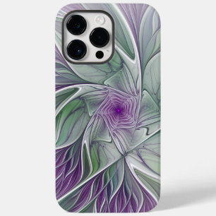 Funda Para iPhone 14 Pro Max De Case-Mate Sueño de flores, abstracto arte fractal verde púrp