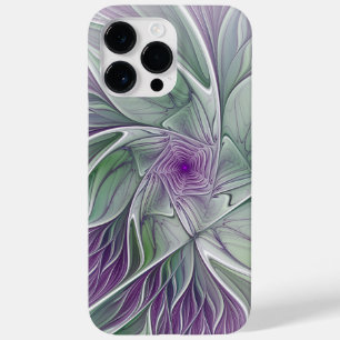Funda Para iPhone 14 Pro Max De Case-Mate Sueño de flores, abstracto arte fractal verde púrp