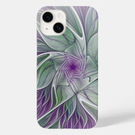 Funda Para iPhone 14 De Case-Mate Sueño de flores, abstracto arte fractal verde púrp