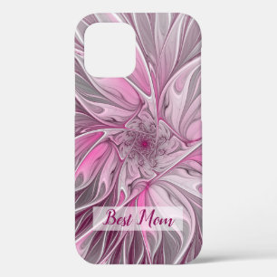 Funda Para iPhone 12 Sueño de flores rosadas fractales, mejor mamá de f