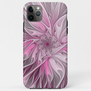 Funda Para iPhone 11 Pro Max Sueño de flores rosadas fractales, patrón de fanta