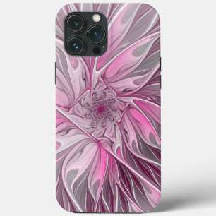 Funda Para iPhone 13 Pro Max Sueño de flores rosadas fractales, patrón de fanta