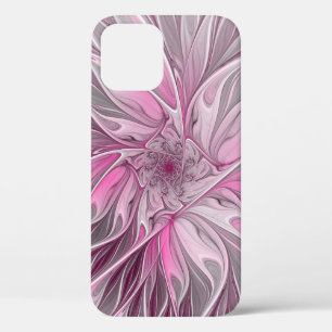 Funda Para iPhone 12 Sueño de flores rosadas fractales, patrón de fanta
