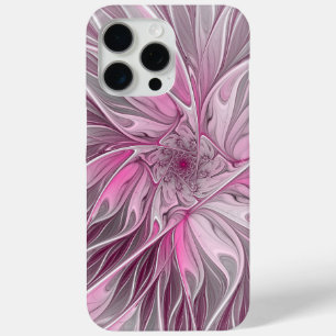 Funda Para iPhone 15 Pro Max Sueño de flores rosadas fractales, patrón de fanta