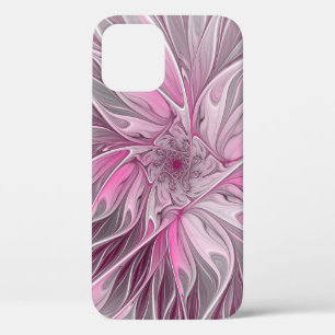 Funda Para iPhone 12 Pro Sueño de flores rosadas fractales, patrón de fanta
