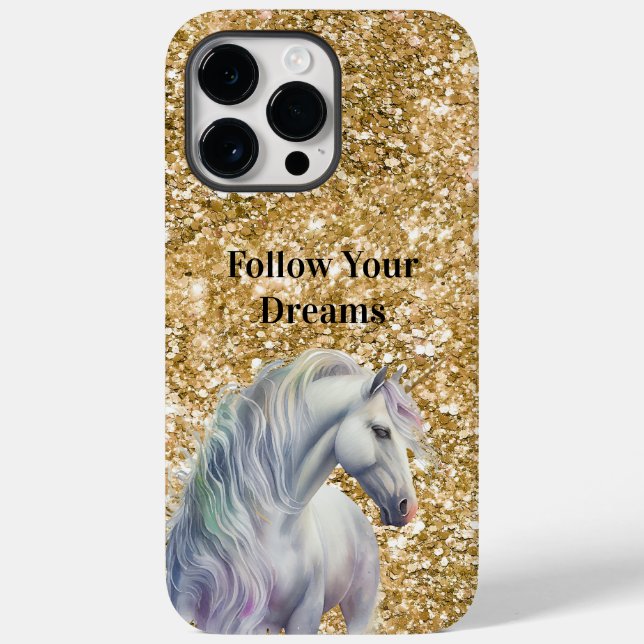 Funda De Case-Mate Para iPhone Sueño de oro morado Unicornio Purpurina de oro (Reverso )