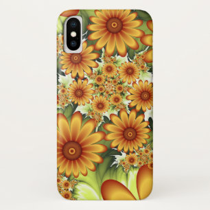 Funda Para iPhone X Sueño floral, arte fractal de flores abstractas mo