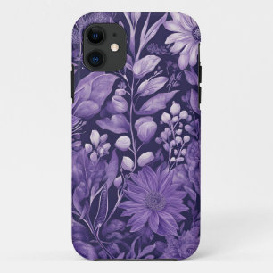 Funda Para iPhone 11 Sueño Púrpura, paleta índigo de flor de fantasía