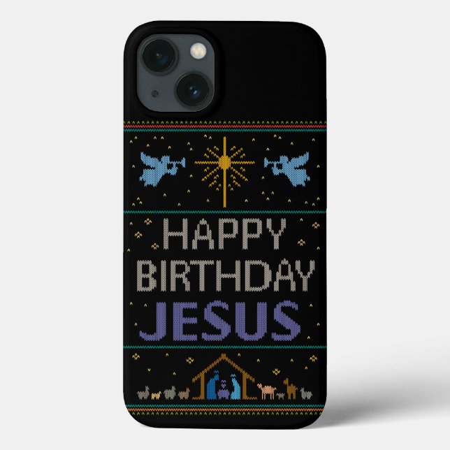 Funda De Case-Mate Para iPhone Suéter de Navidades feos - Feliz cumpleaños, Jesús (Reverso)