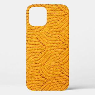 Funda Para iPhone 12 Suéter de punto naranja, fondo texturado.