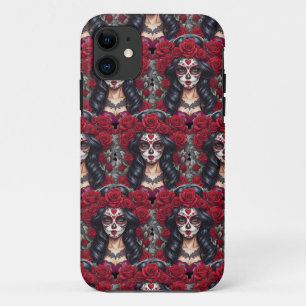 Funda Para iPhone 11 Sugar Skull Art - Canvas culturales